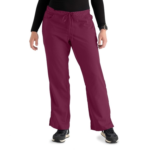 Grey’s Anatomy by Barco Wine XS Riley Set. Mock wrap V-Neck Scrubs Top & Pants - Picture 4 of 13
